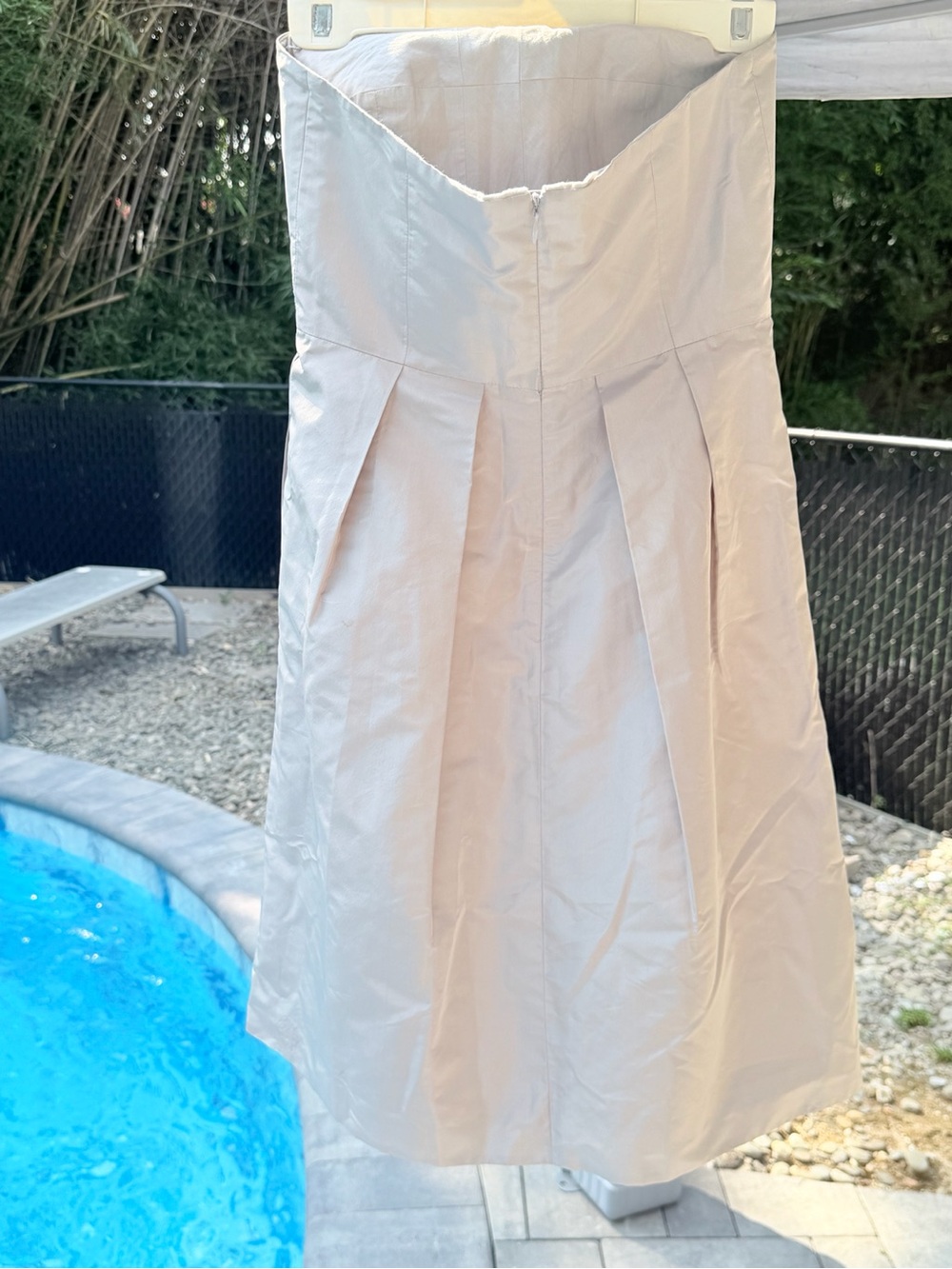 J.Crew 100% Silk Strapless Pleated Dress Size 0 Silver Lavender